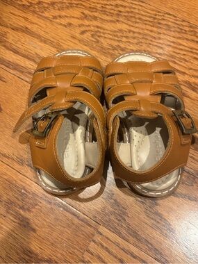 Elephantito Tan Woven Fisherman Sandals for Kids
